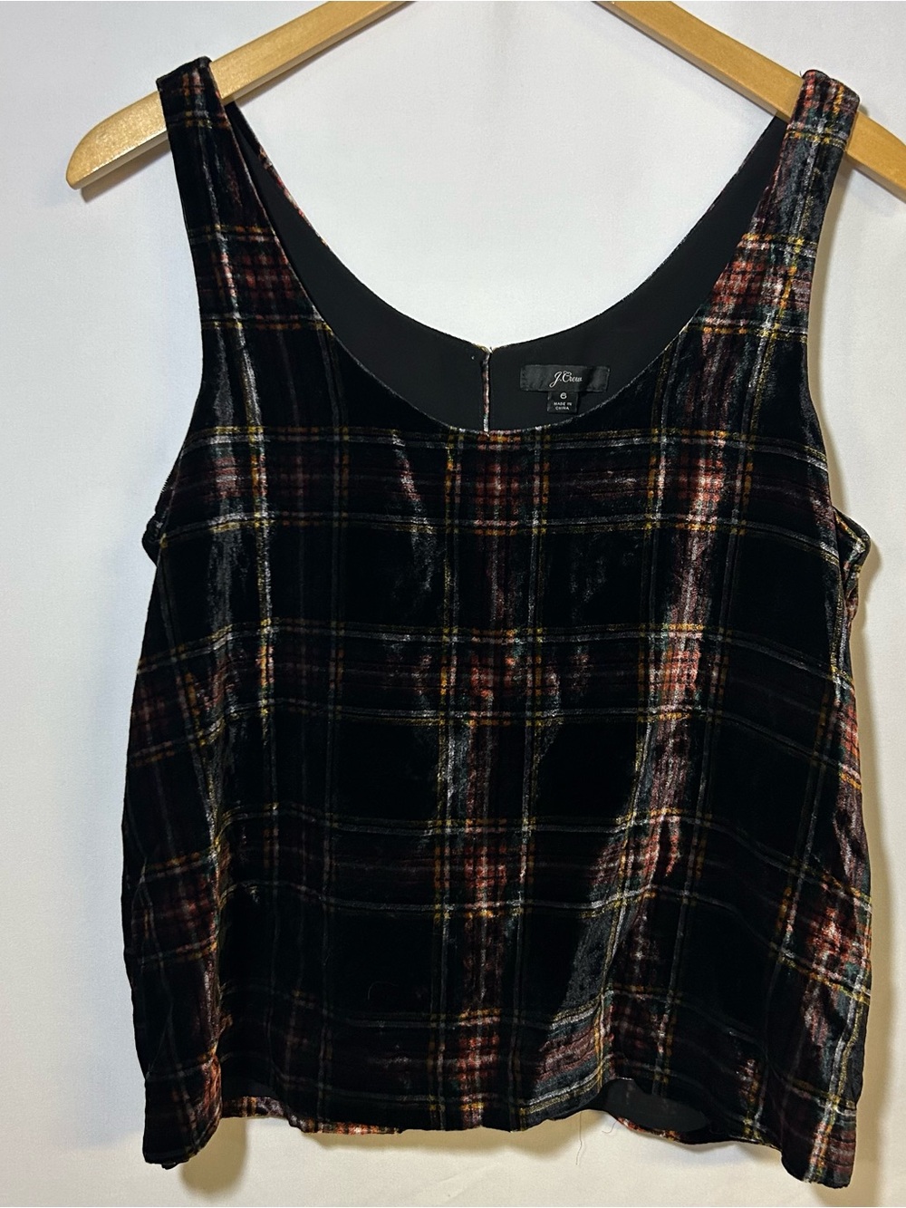 J Crew size 6 Velvet Tartan Plaid Sleeveless Tank Holiday Party Lined
